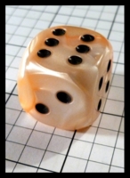 Dice : Dice - 6D Pipped - Cream and Peach Swirl Oversized - Hairy Tarantula Mar 2014